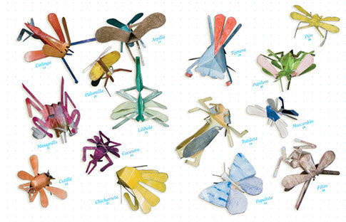 Animales en el aire de papel